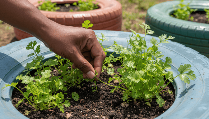 How to Grow Coriander at Home Using Old Tyres: Easy Step-by-Step Guide